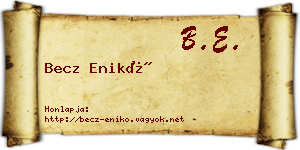 Becz Enikő névjegykártya